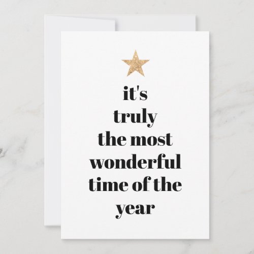 Simple Tree Shape Black  White Gold Star Quote  Holiday Card
