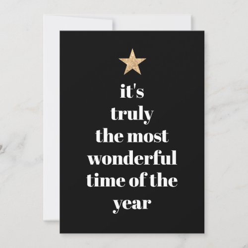 Simple Tree Shape Black  White Quote Holiday Card