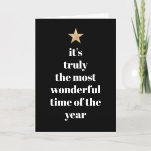 Simple Tree Shape Black & White Quote Holiday Card