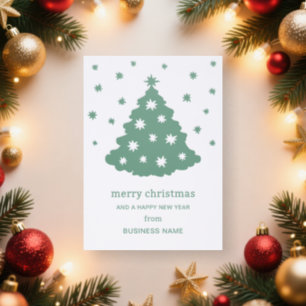 Simple Tree Snowflakes Merry Christmas Company Letterpress Photo Cards