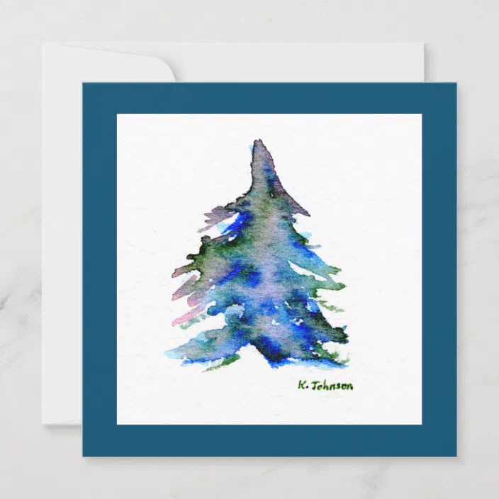 Holiday Cards/Contemporary Hand painted Watercolor Art Print Christmas Cards/ Minimalistic Holiday Tree Frameable Art Greeting Card