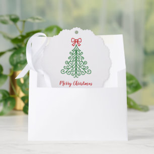 Simple Tree with Bow Modern Christmas Ornament Card