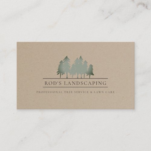 Simple Trees Forest Logo Kraft Custom Business Card