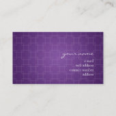 Simple Trellis Pattern Monogram Purple Business Card (Back)