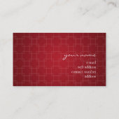 Simple Trellis Pattern Monogram Red Business Card (Back)