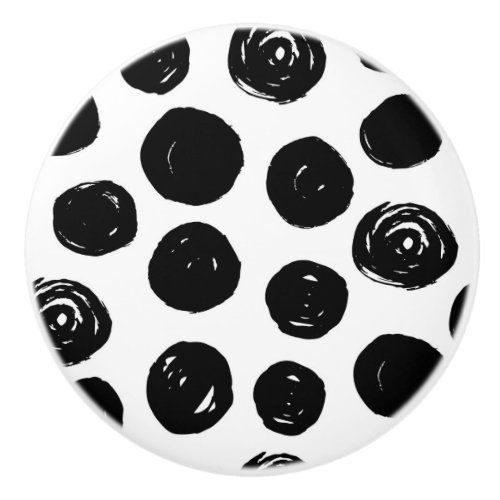 Simple Trendy Black Polka Dots Ceramic Knob