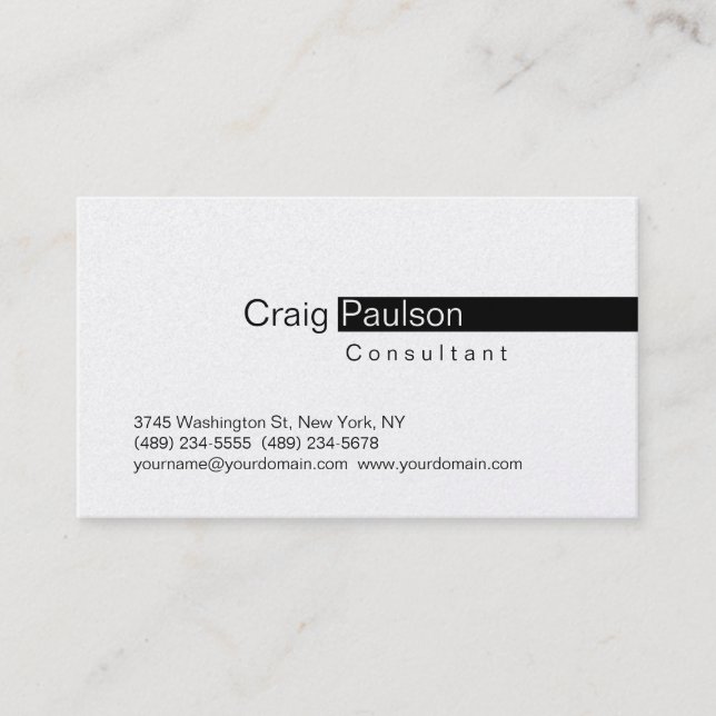 Simple Trendy Black Stripe Business Card (Front)