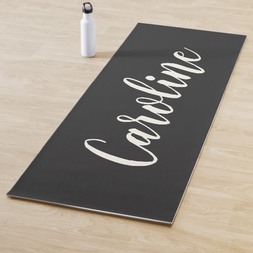 Simple Trendy Chic Black Calligraphy Personalized  Yoga Mat