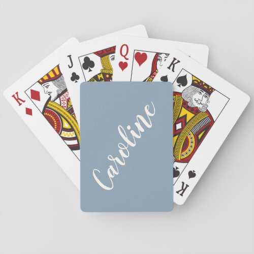 Simple Trendy Chic Blue Calligraphy Personalized  Playing Cards