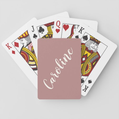 Simple Trendy Chic Rose Calligraphy Personalized  Playing Cards