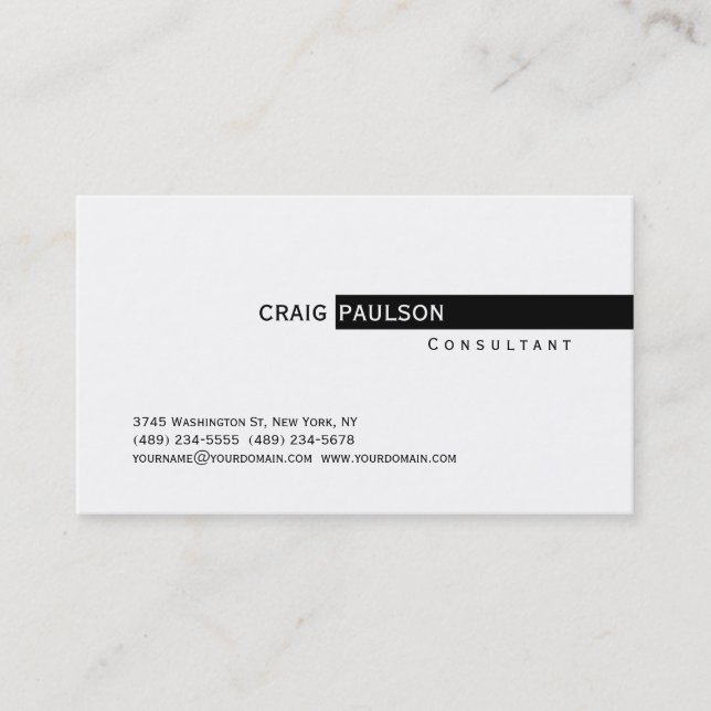Simple Trendy Cute Black White Business Card (Front)