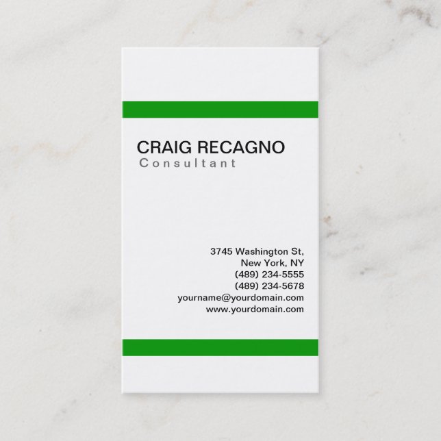 Simple Trendy Cute Black White Green Business Card (Front)