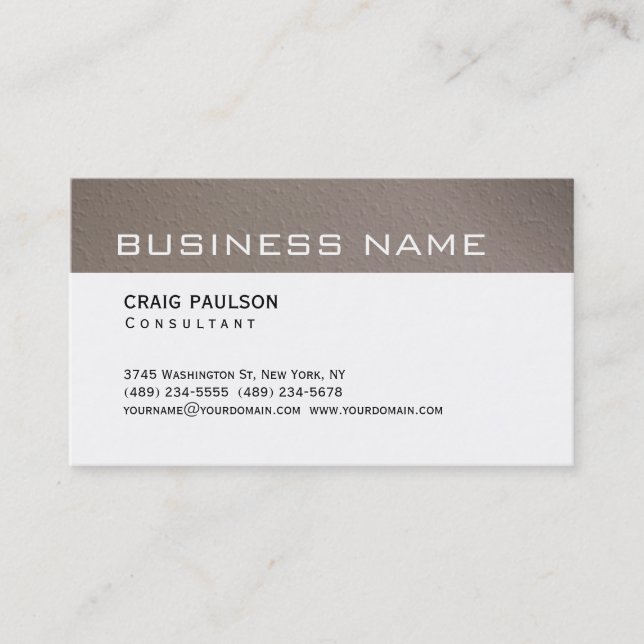 Simple Trendy Cute Plain Beige White Business Card (Front)