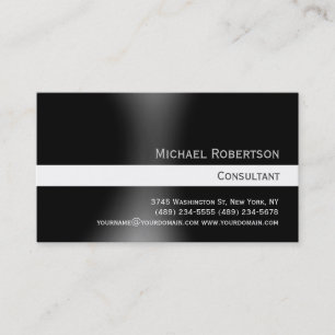 Simple Trendy Cute Plain Black White Business Card