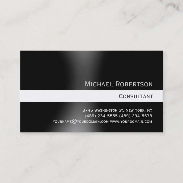 Simple Trendy Cute Plain Black White Business Card (Front)
