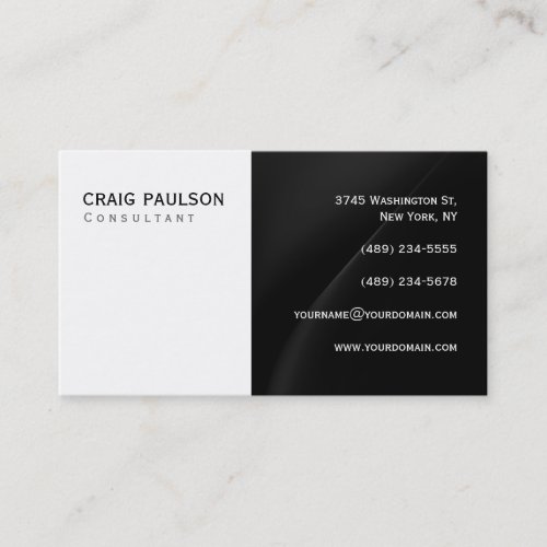 Simple Trendy Cute Plain Black White Business Card