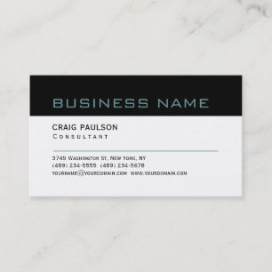 Simple Trendy Cute Plain Black White Business Card