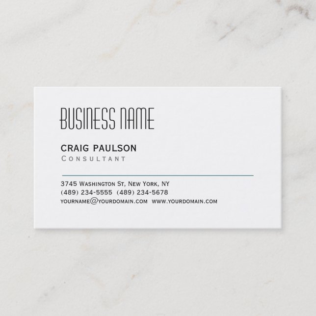 Simple Trendy Cute Plain Black White Business Card (Front)