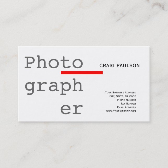 Simple Trendy Cute Plain Red White Business Card (Front)