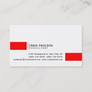 Simple Trendy Cute Red Black White Business Card