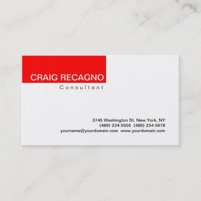 Simple Trendy Cute Red Business Card (Front)