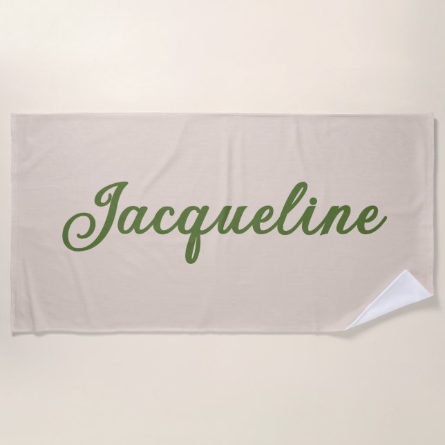 Simple Trendy Green + Beige Wedding Party  Beach Towel (Front)