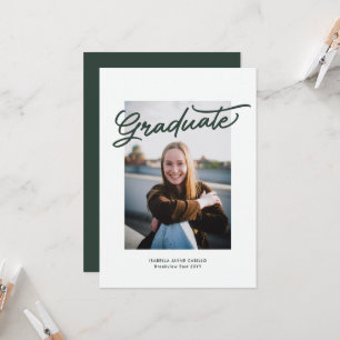 Simple trendy green graduate photo graduation invitation