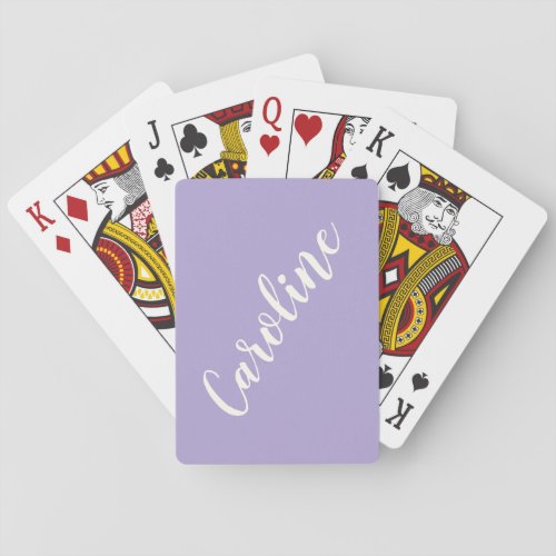 Simple Trendy Lavender Calligraphy Personalized Playing Cards
