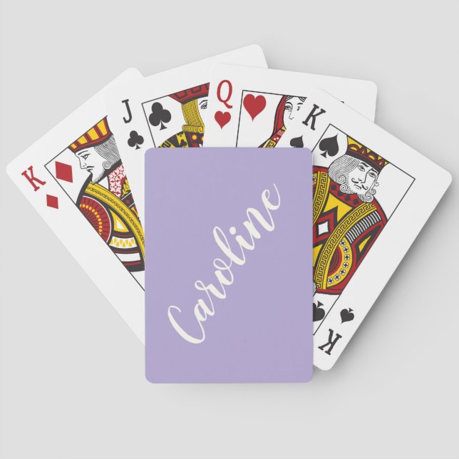 Simple Trendy Lavender Calligraphy Personalized Poker Cards (Back)