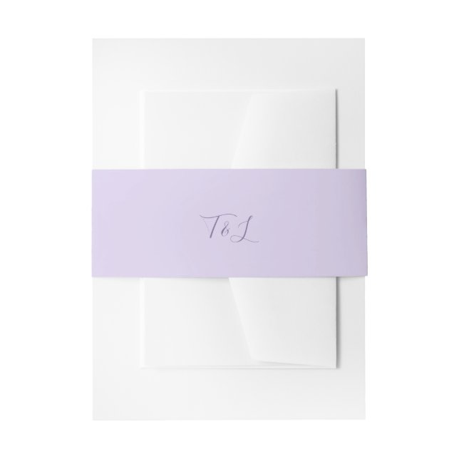Simple Trendy Lavender | Initials Wedding Invitation Belly Band (Front Example)