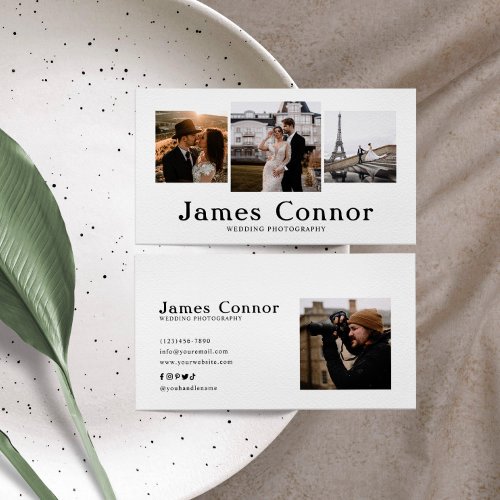 Simple Trendy Modern 4 Photos Photographer Business Card