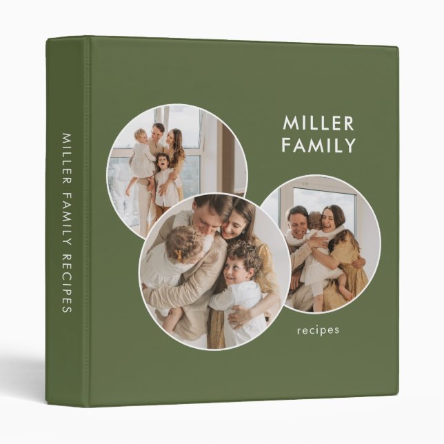 Simple Trendy Photo Collage Family Recipe 3 Ring Binder (Front/Spine)