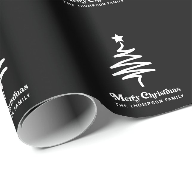 Simple Trendy Retro Black Personalized Christmas Wrapping Paper (Roll Corner)