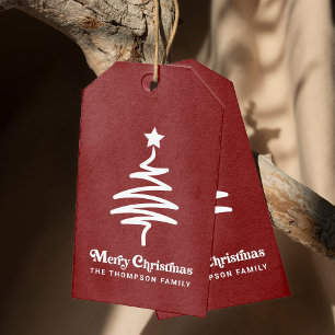 Simple Trendy Retro Red Christmas Return Address Gift Tags