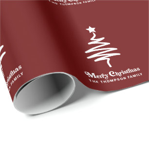 Simple Trendy Retro Red Personalized Christmas Wrapping Paper