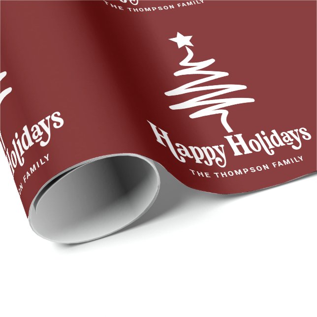 Simple Trendy Retro Red Personalized Holiday Wrapping Paper (Roll Corner)