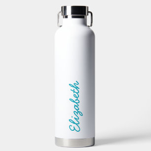 Simple Trendy Sky Blue Handwritten Script Name Water Bottle