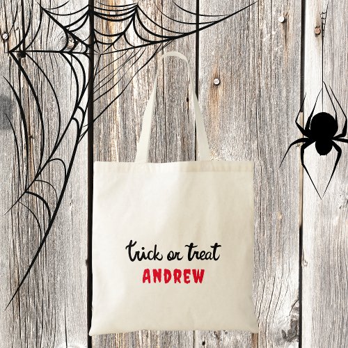 Simple Trendy Trick or Treat Halloween Tote Bag