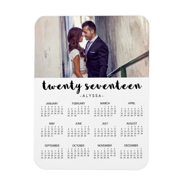 Simple Trendy Typography 2017 Photo Calendar Magnet (Vertical)