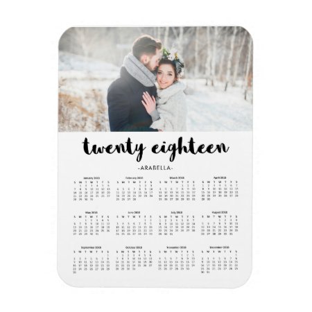 Simple Trendy Typography 2018 Photo Calendar Magnet