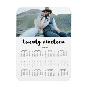 Simple Trendy Typography 2019 Photo Calendar Magnet