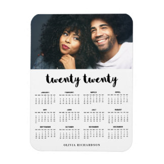 Simple Trendy Typography 2020 Photo Calendar Magnet