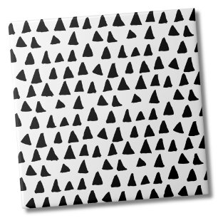 Simple Triangle Black White Pattern Ceramic Tile