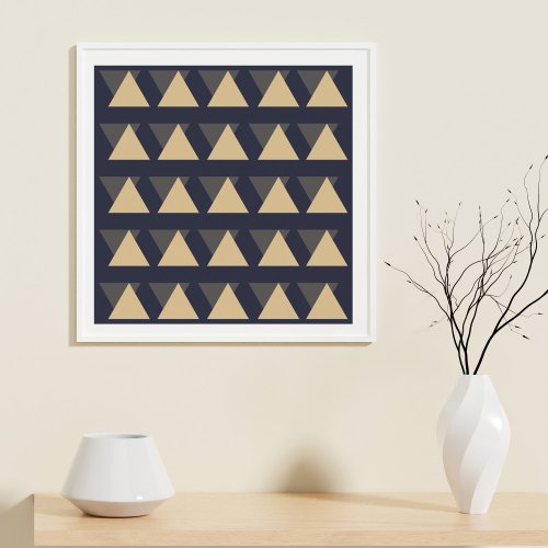 Simple Triangle Pattern in Gold and Charcoal Gray Poster