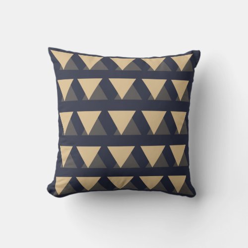 Simple Triangle Pattern in Gold and Charcoal Gray Throw Pillow