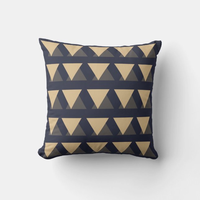 Simple Triangle Pattern in Gold and Charcoal Gray Throw Pillow (Front)
