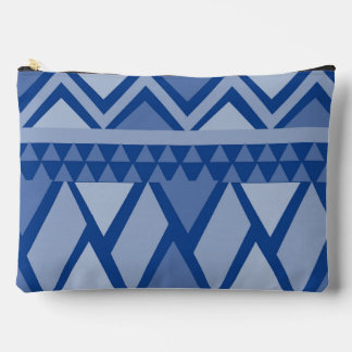 Simple Tribal Art Pattern Blue Accessory Pouch
