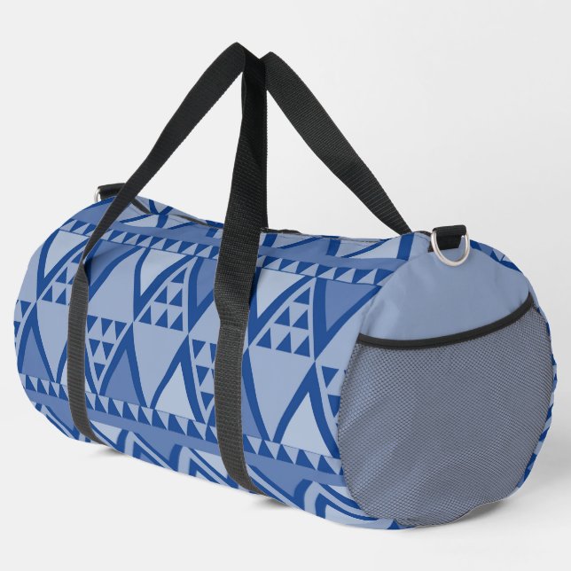Simple Tribal Art Pattern Blue Duffle Bag (Right Corner)