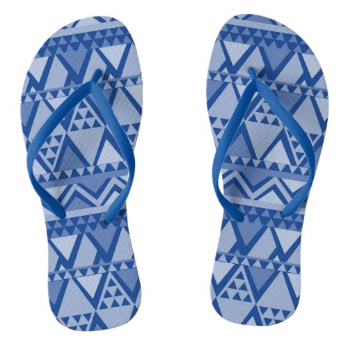 Simple Tribal Art Pattern Blue Flip Flops