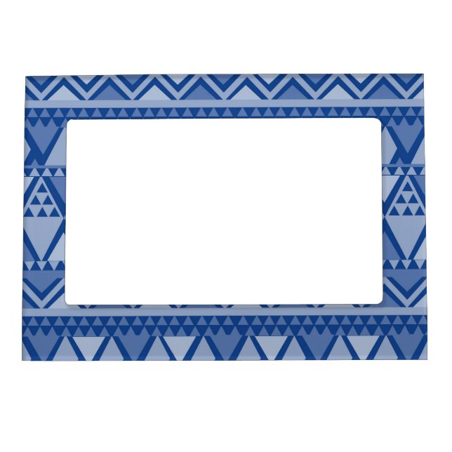 Simple Tribal Art Pattern Blue Magnetic Frame (Front)